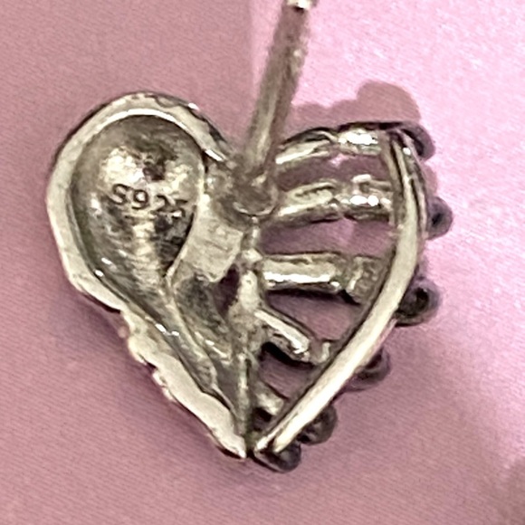 925 Sterling Silver Halloween Gothic Night Club Skeleton Heart  Skull Earrings - Picture 4 of 8